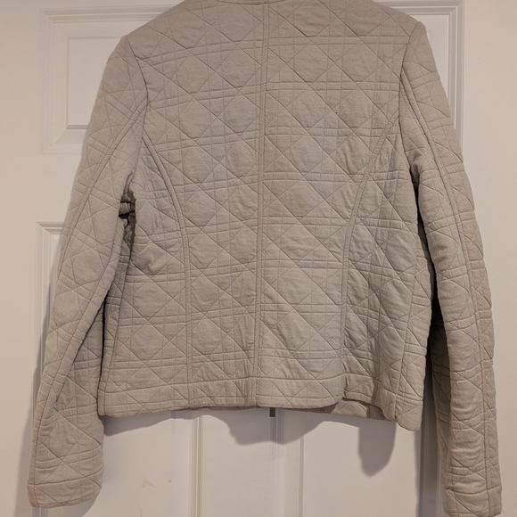 Quilted Bagatelle Collection Cropped Zip Up Jacket Beige Medium - Picture 2 of 7